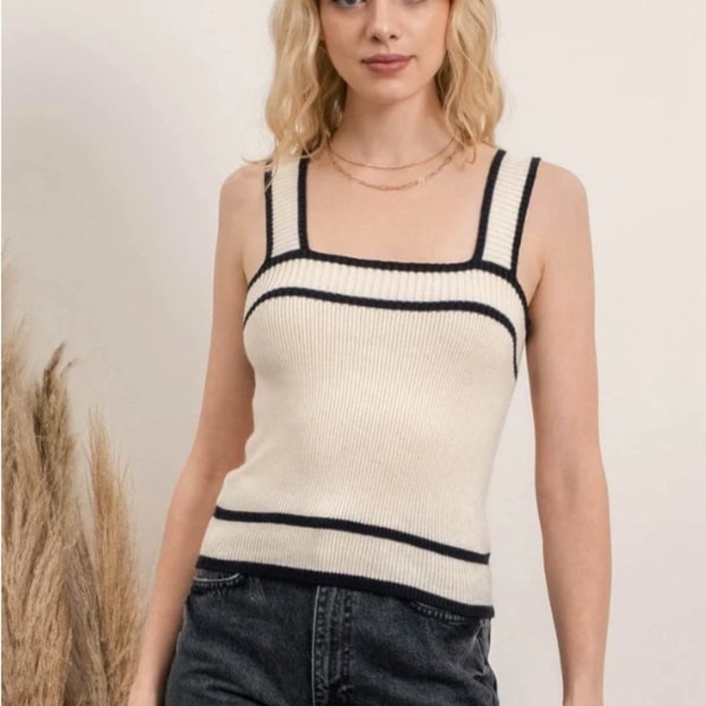 Elegant Cream and Black Women's Top